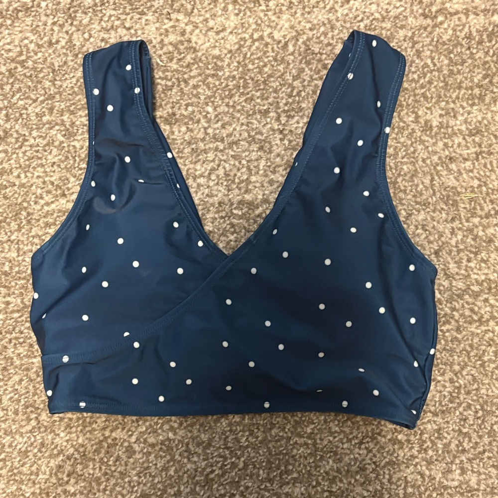 Navy Polka Dot Bikini Top